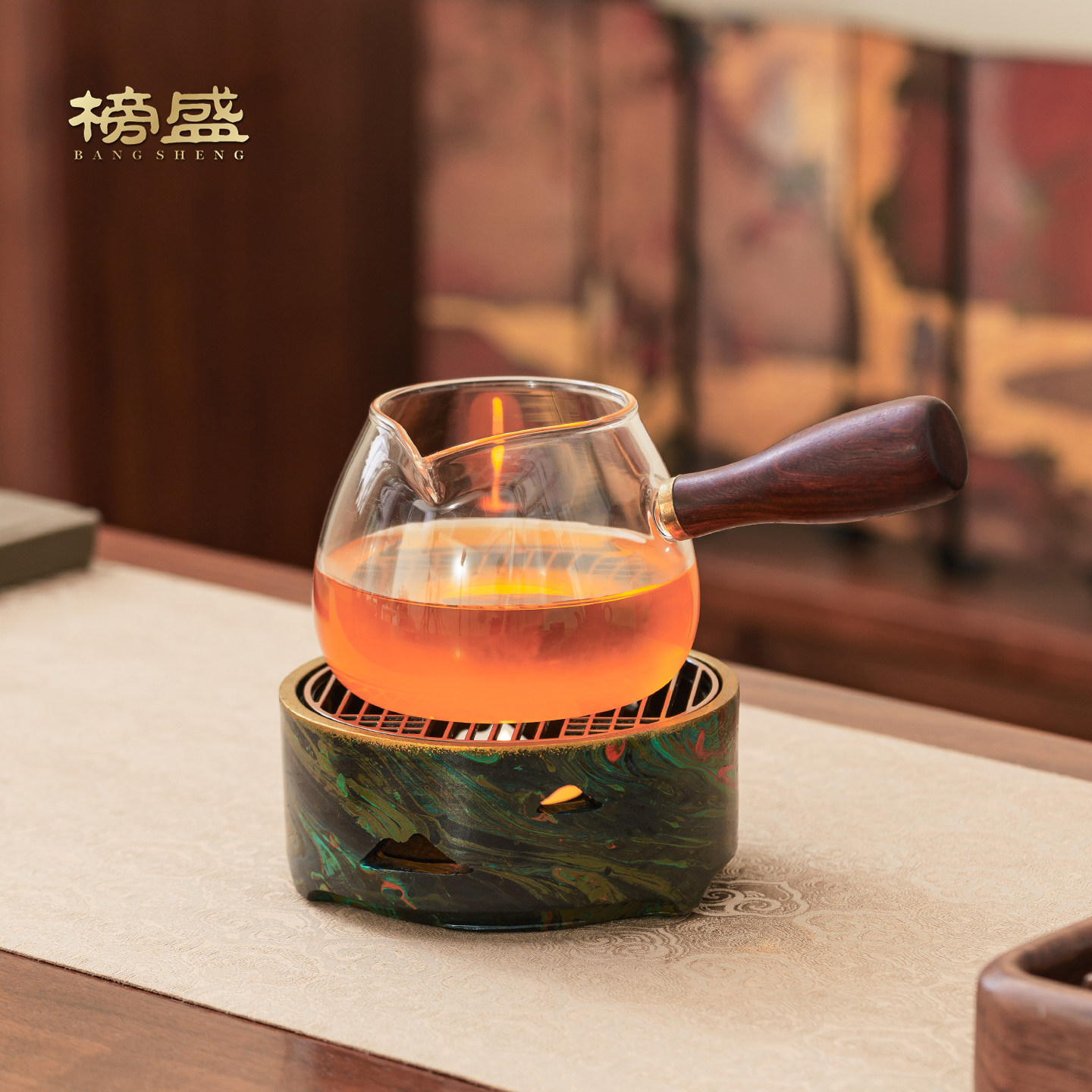 榜盛砂岩温茶器蜡烛煮茶炉中式暖茶炉保温底座中式温茶炉养生茶炉