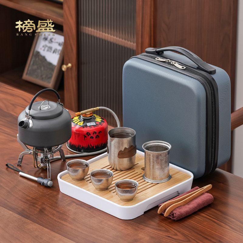 纯钛户外露营快客杯烧水茶具套装高档一套收纳便携式旅行喝茶装备