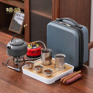 纯钛户外露营快客杯烧水茶具套装 备 高档一套收纳便携式 旅行喝茶装