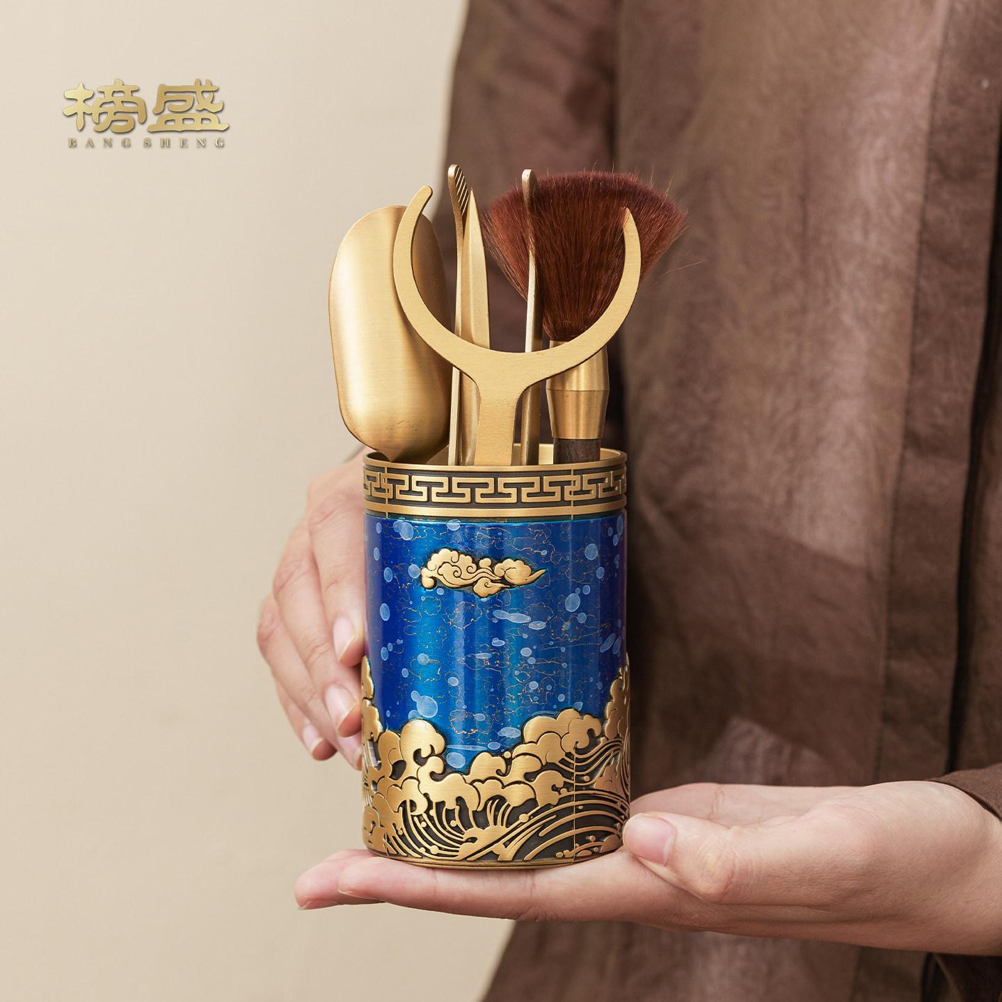 榜盛纯铜新中式茶道六君子图片