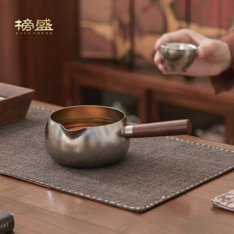 榜盛纯钛侧把公道杯高档功夫茶具大容量泡茶分茶器不烫手匀杯