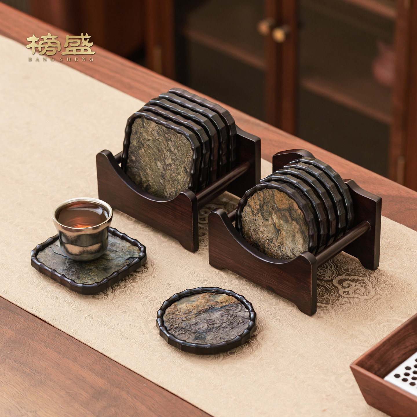 榜盛岩石茶杯垫轻奢高级感防滑图片