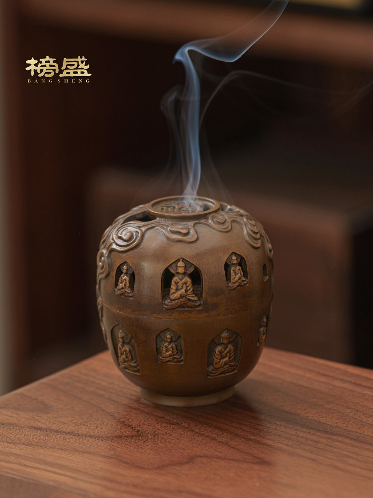 榜盛敦煌苏工铜香炉檀香创意香薰炉覆古家用室内盘香炉覆古摆件,餐饮具,茶道/香炉,淘宝优惠券,粉丝福利购,淘宝优惠卷