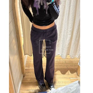 藏青色抽绳系带休闲裤 直筒长裤 卫裤 百搭显瘦运动裤 女bm秋季 BM新款