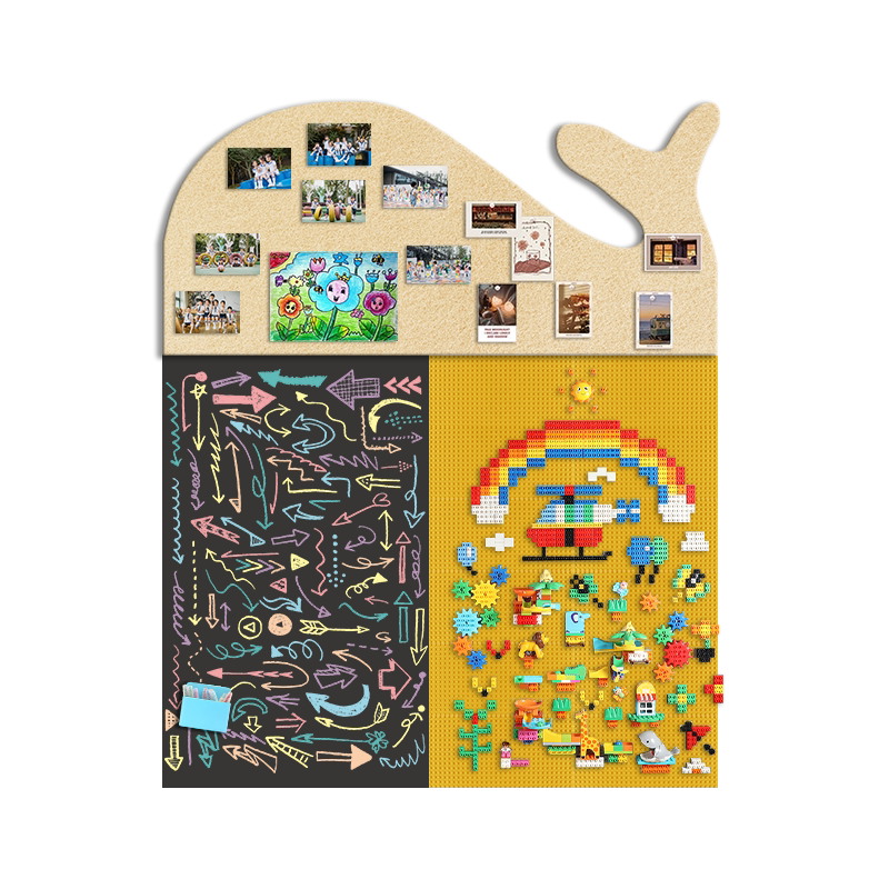 磁猫创意造型磁性黑板墙毛毡墙积木墙组合家用学校幼儿园照片墙留言画板大颗粒积木墙装饰墙面自粘定制背景墙
