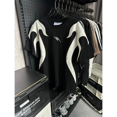 ooohmygo美式小众图腾刺绣短袖男