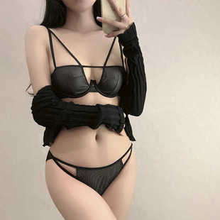法式内衣套装女性感聚拢前交叉美胸文胸软钢圈舒适薄款棉杯胸罩新