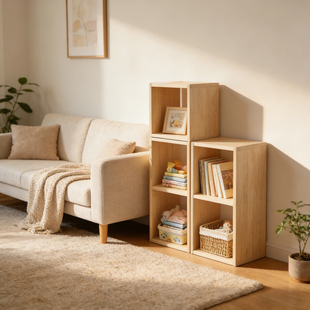 实木收纳方格子创意置物架自由组合落地木框客厅展示柜书架玩具柜