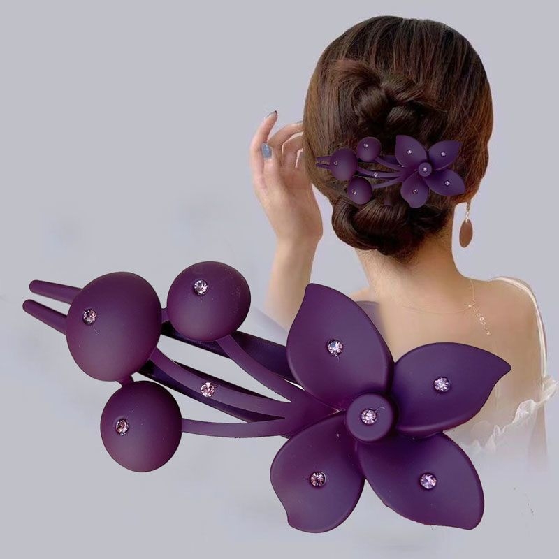 【1个装】水钻玫红紫马尾发夹