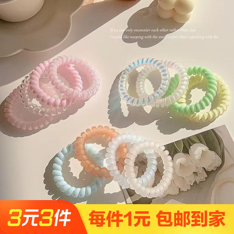 韩版人鱼姬小号电话线弹簧大号发圈女生新款发饰个性发圈彩色皮筋