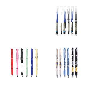 宇航员可擦按动中心性笔1只装+永恒铅笔 颜色随机1只+针管头中性笔3支体验装黑