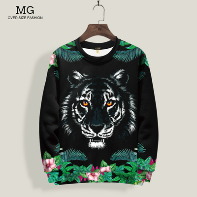 老虎头卫衣男圆领外套3D立体动物图案长袖T恤精神小伙打底衫上衣