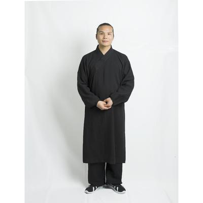 新款斜襟道士服全套中国风蚕丝麻长褂道袍男女款太极服武术服居士