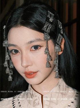 易梦玲同款古风流苏铃铛边夹女