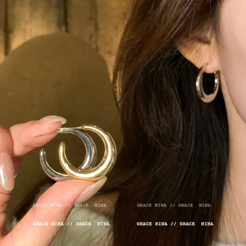 金属C形耳环耳圈女独特漂亮耳饰
