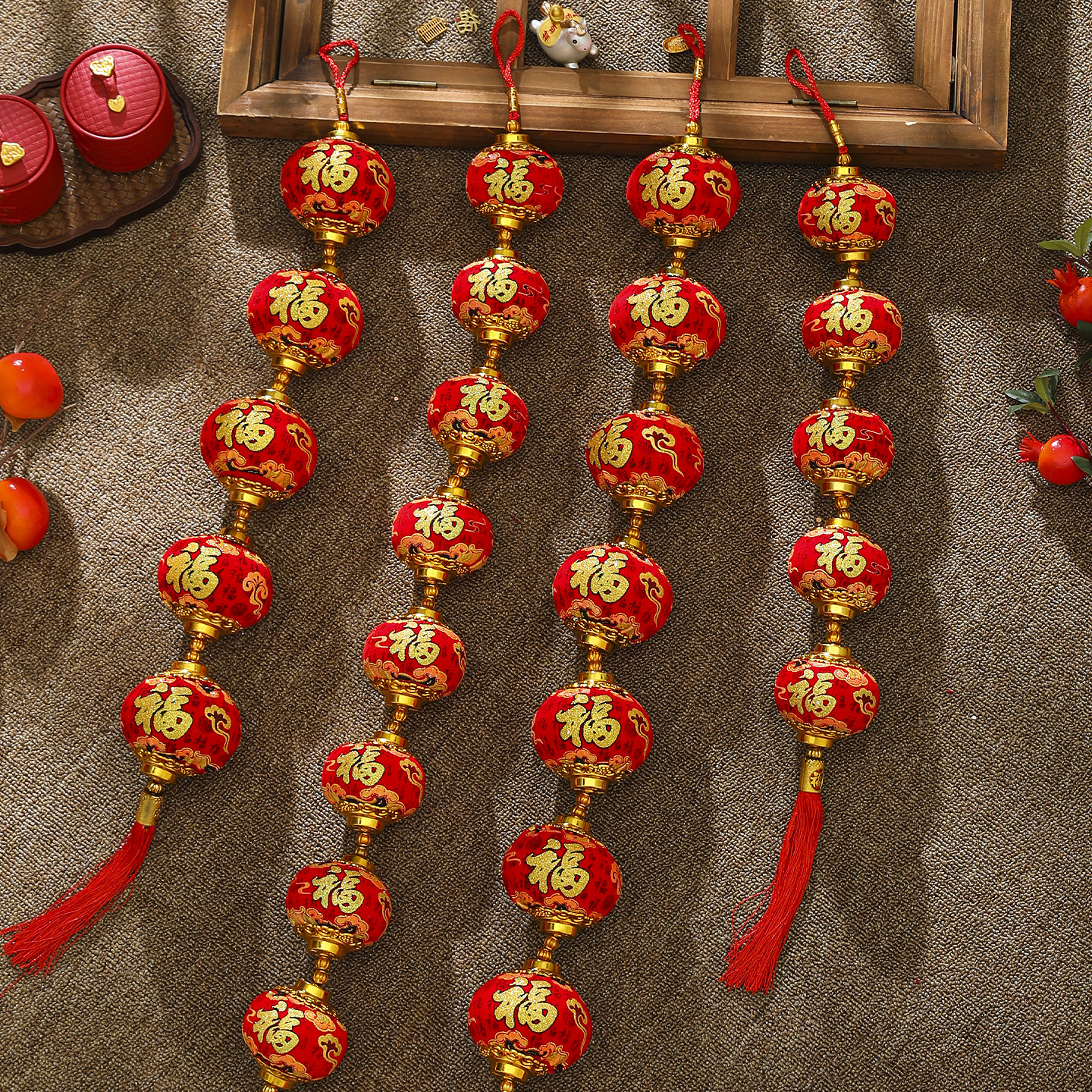 新年挂饰2026新款福字灯笼球串植绒立体挂件春节门窗墙面氛围装饰,节庆用品/礼品,挂饰/生肖挂饰,淘宝优惠券,粉丝福利购,淘宝优惠卷