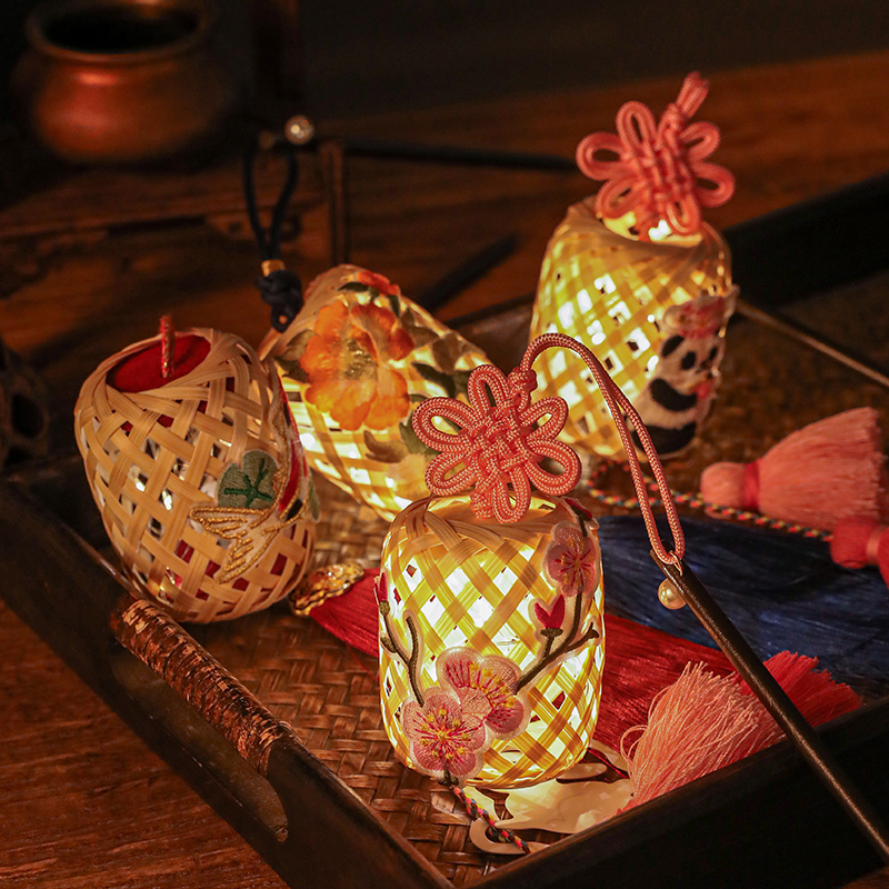 元宵古风竹编手提灯笼成品发货