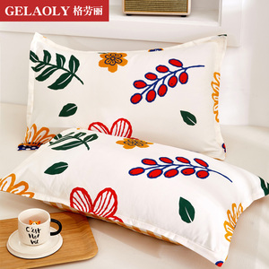 一对装】全纯色枕套水洗棉成人枕头套单人卡通枕芯套 48x74cm包邮