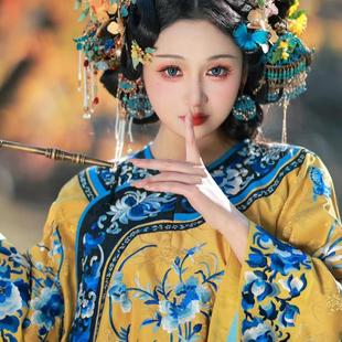 黄灿灿万针满绣新中式国风民国格格晋商少奶奶高端古董衣清汉女