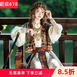 异域风女装汉服套装白色新疆少数民族风古国公主古装摄影传统服饰