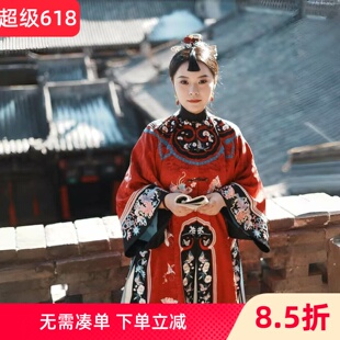 盘扣新中式红色复原晚清对襟立领新娘古装婚服喜娘服少奶奶清汉女