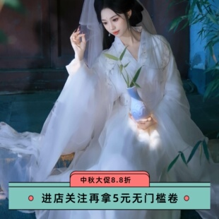 魏晋清冷风汉服女玉面观音白纱袍成人齐腰古装仙气飘逸交领大袖衫