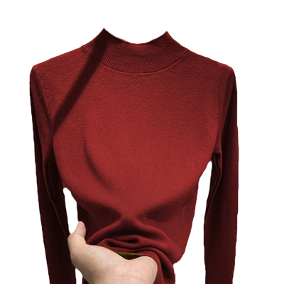 针织半高领套头毛衣大码打底衫女