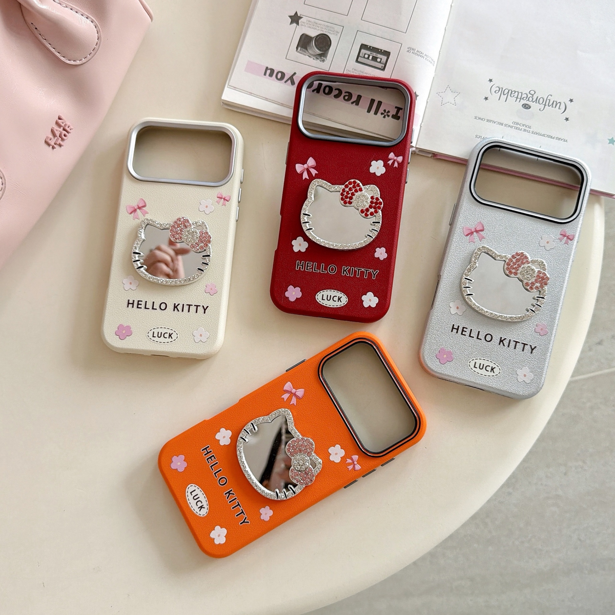 高级感kt猫补妆镜面适用苹果17promax手机壳新款iPhone17pro红色16pro皮纹15pm防摔大孔14保护套13时尚简约12,3C数码配件,手机保护套/壳,淘宝优惠券,粉丝福利购,淘宝优惠卷