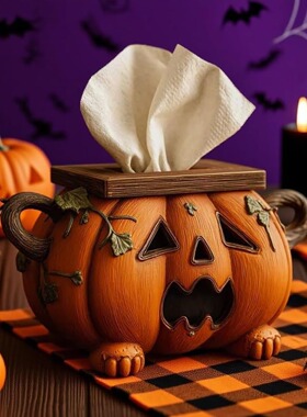 亚马逊 Halloween Pumpkin Tissue Box Holder万圣节南瓜纸巾盒架