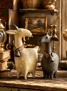 跨境新款 Whimsical Farmhouse Goat Figurines 奇趣农舍山羊摆件