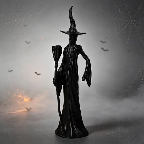 跨境新款 Handmade Black Witch Statue万圣节女巫树脂工艺品摆件