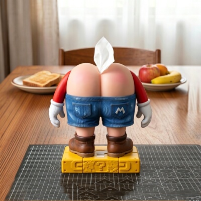 跨境新品Funny Mario Butt Tissue Holder马里奥屁屁纸巾盒纸巾架