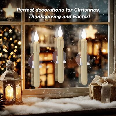 亚马逊新款 6pcs Led Taper Candles with Sensor窗户LED光感蜡烛