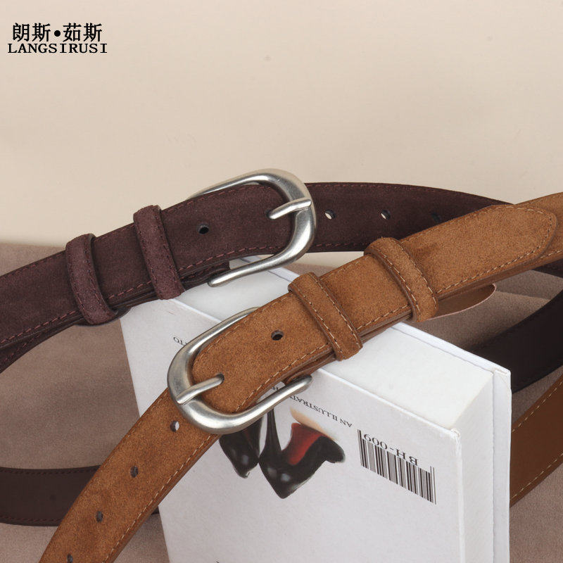 女款腰带绒面牛皮麂皮绒