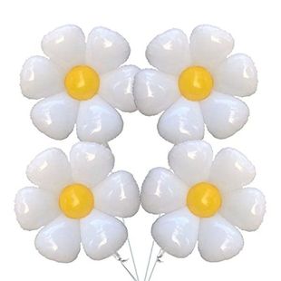 极速Daisy Balloons Set White Yellow Large BallooTn Innovativ