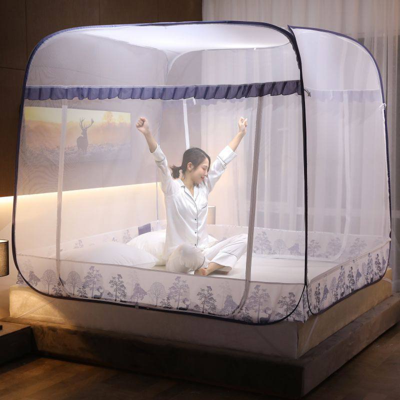 极速免安装d蚊帐蒙古包夏季家用1.5m牀防摔儿童卧室拉链可摺叠纹,床上用品,蚊帐,淘宝优惠券,粉丝福利购,淘宝优惠卷