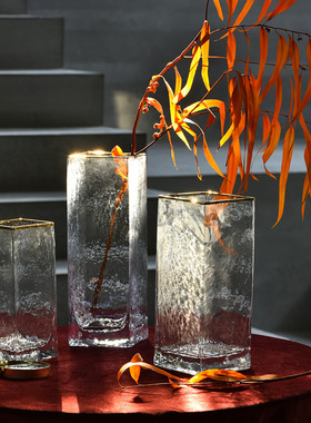 极速bixun北欧玻璃花瓶 居客厅软装饰品样板房轻奢风Y创意摆件花