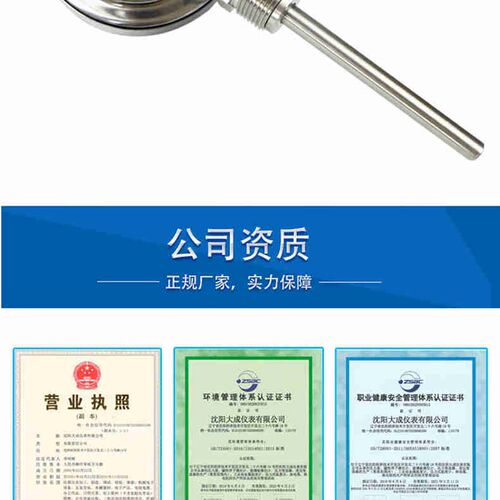 极速【大成】e不锈钢双金属温度计WSS-411F默认L=200mm默认螺纹M2
