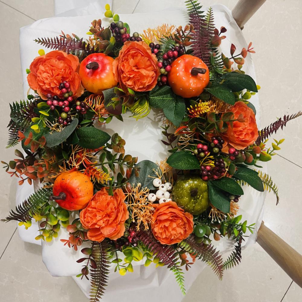 极速Fall Peony And Pumpkin WreatCh Year Round Wreath Simulat
