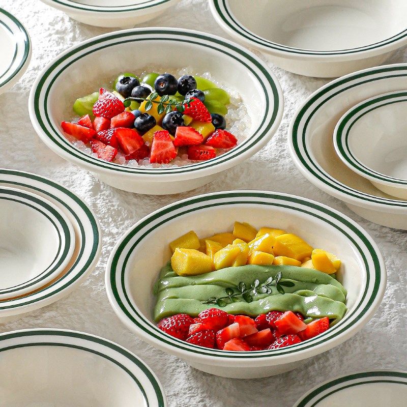 极速密胺仿d瓷绿线条甜品碗网红糖水碗冰粉碗斑斓河粉碗冰沙刨冰,餐饮具,碗,淘宝优惠券,粉丝福利购,淘宝优惠卷