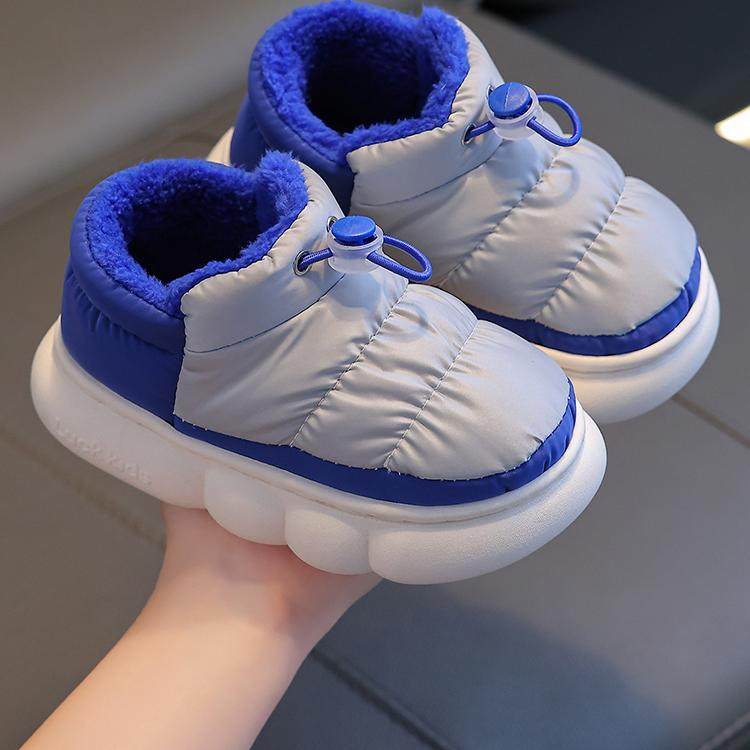 极速儿童棉拖鞋防水羽绒t布宝宝室内防滑男童女童冬保暖高包跟棉