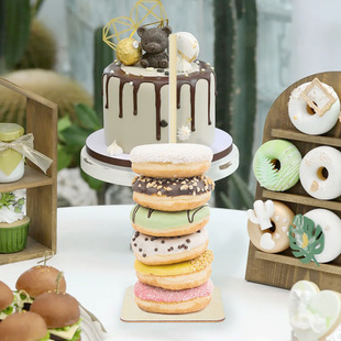 新品30cm Wooden Donuts Stand SweetsF Dessert Doughnut Holder