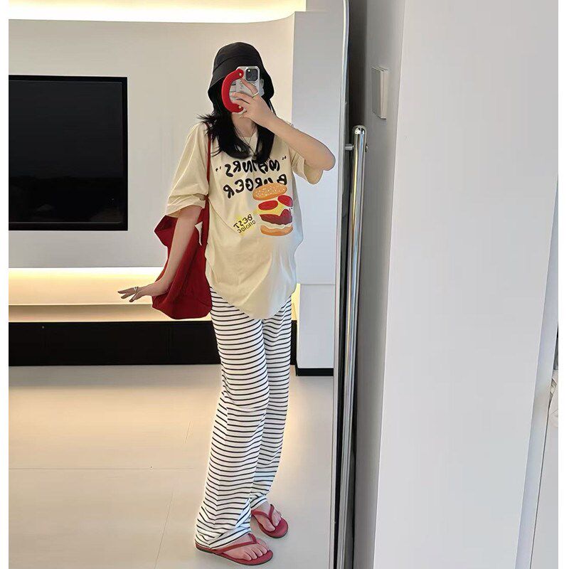 新品孕妇装夏上衣宽松遮肚子不显怀休闲套装2025新款t.恤女洋气遮