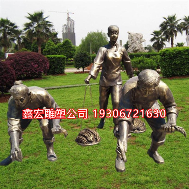 极速大型定制纯铜铸造现代v城市人物雕塑商业街步行街黄铜摆件园