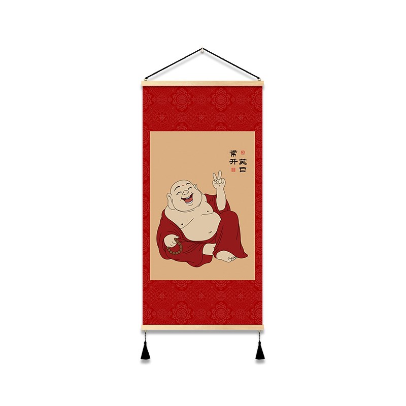 极速开口弥勒g佛玄关走廊装饰画书房卧室中堂墙画笑口常开客厅中图片