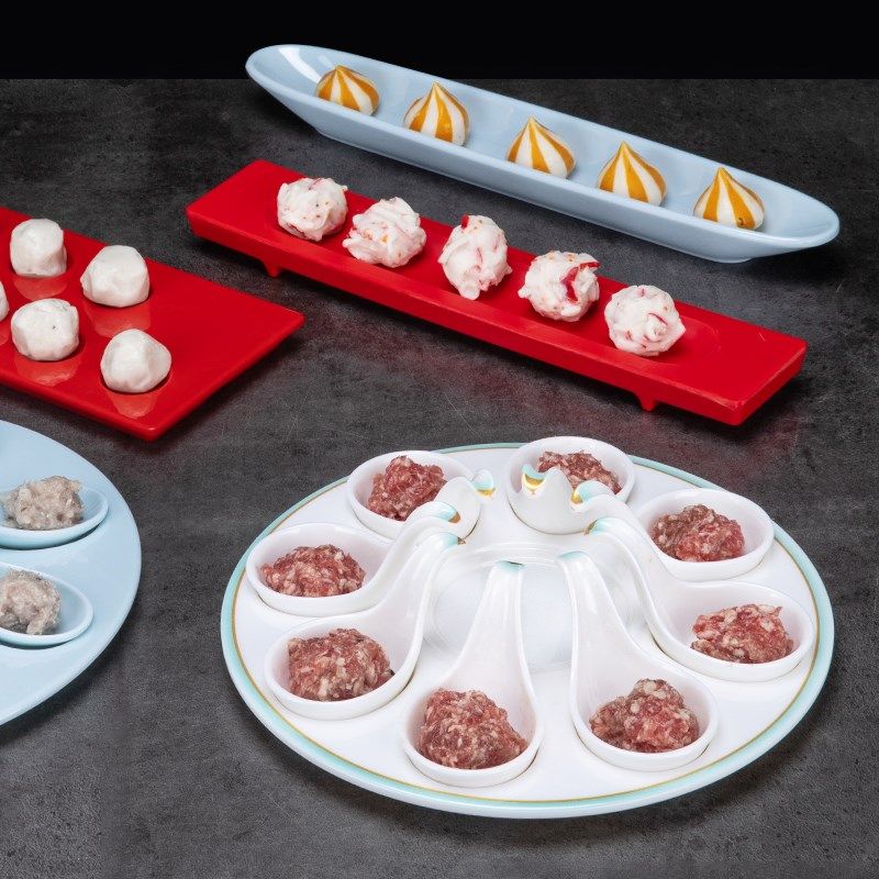 极速网红创意三色虾滑餐具密胺餐具泰式火K锅餐具鱼滑牛肉丸子创,餐饮具,盘,淘宝优惠券,粉丝福利购,淘宝优惠卷