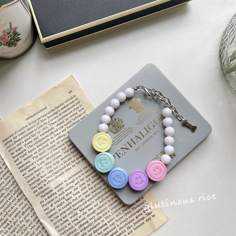 极速小猫咪可爱笑脸项链复古珍珠狗狗项圈宠物P脖圈颈链拍照脖饰