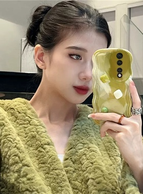 适用荣耀80高级感绿色晕染华为荣耀70手机壳60se荣耀50软硅胶x40i全包v30pro防摔20s女款创意畅玩20套x109x潮