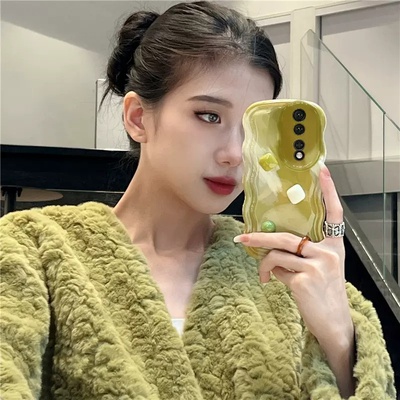 ins软硅胶绿色手机壳简约