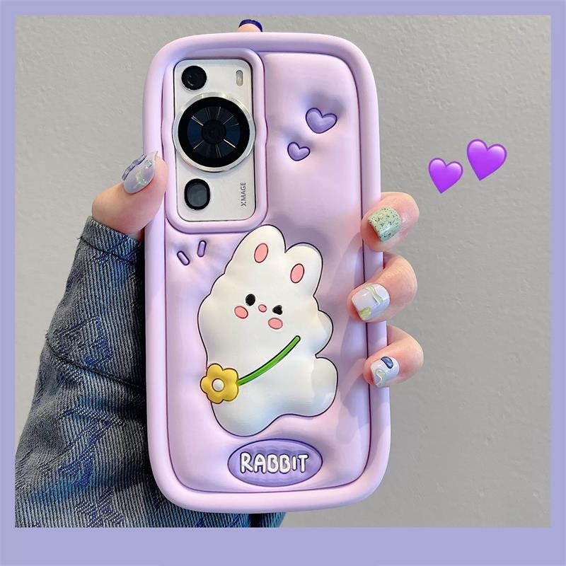 可爱立体紫色萌兔手机壳